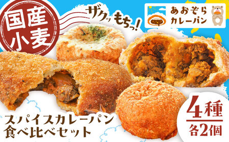 スパイスカレーパン4種食べ比べセット / 国産 小麦 パン カレー かれー カレーパン パン 冷凍パン かれーぱん 自家製 冷凍 惣菜 おかず 惣菜パン / 稲沢市 / あおぞらカレーパン [BMAA001]