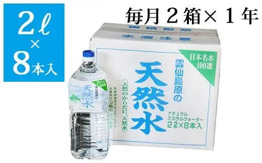 BD072 山崎本店酒造場 【12回定期便】 雲仙島原の天然水 2L 8本 2箱 [ 長崎県 島原市 ]