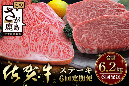 佐賀牛Ａ５ランク 大還元祭！！総重量5.7キロ＋500ｇ肉の女王ヒレステーキとサーロインステーキ 【６回定期便】今だけ！佐賀牛ロース肉しゃぶしゃぶ用500ｇ付き W-9