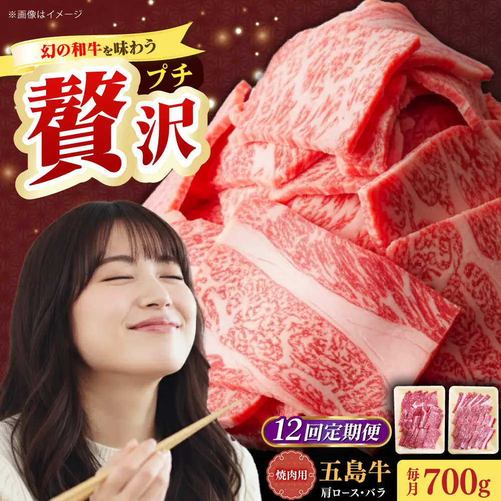 【全12回定期便】五島牛焼肉セット 肩ロース バラ 700g 約4人前[RAT008] 肉 焼肉 牛肉 五島牛 切り落とし 定期便 肉 焼肉 牛肉 五島牛 切り落とし 定期便九州 長崎