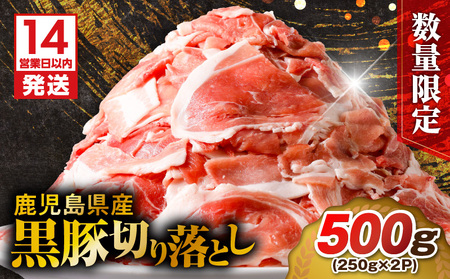 【14営業日以内に発送】【数量限定】鹿児島県産 黒豚切り落とし 500g K025-001_01 肉 豚肉 冷凍 スピード配送 最短 すぐ届く お急ぎ