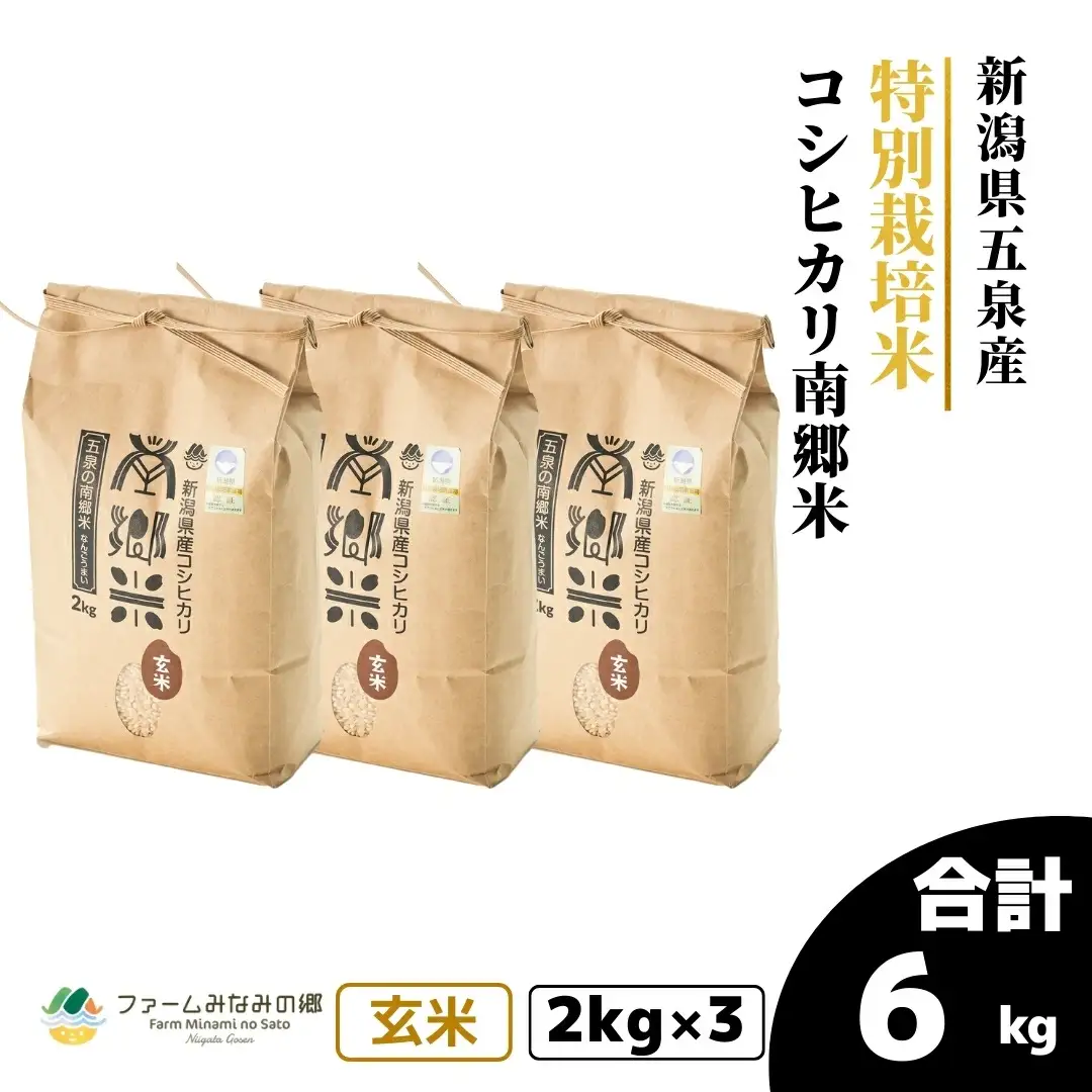 令和7年産 特別栽培コシヒカリ 南郷米 玄米 6kg（2kg×3袋）