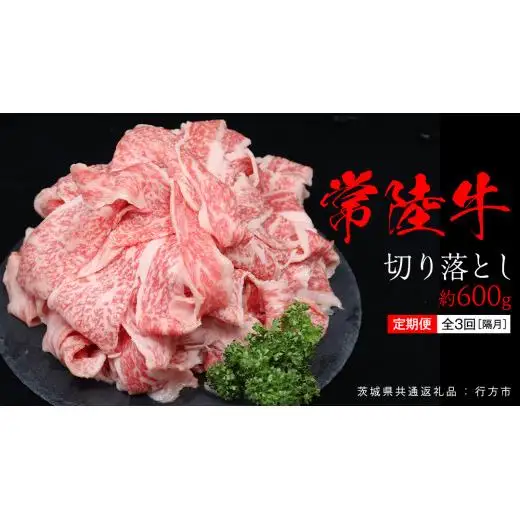 【 全3回 隔月 定期便 】常陸牛 切り落とし 約 600g （茨城県共通返礼品：行方市）