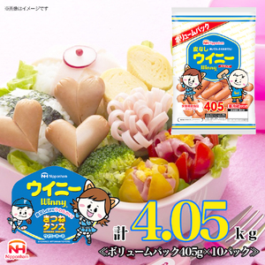 定期便 皮なしウイニー 大袋405g×10袋 計4.05kg【3か月お届け】 日本ハム 工場直送 ウイニー ウインナー ソーセージ 朝食 お弁当 カルシウム入 栄養機能食品 小分け 使い切り ふるさと納税
