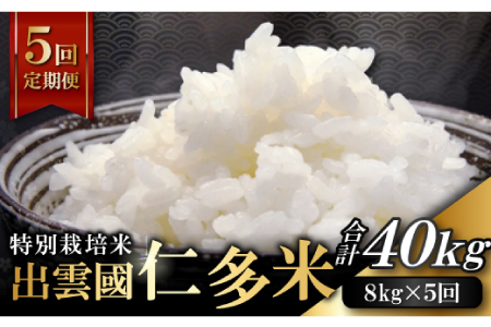 【季節限定17日配送】出雲國仁多米特別栽培米8kg定期便5回【仁多米 こしひかり 特別栽培米 8kg 定期便 5回 ブランド米 コシヒカリ 白米 精米】