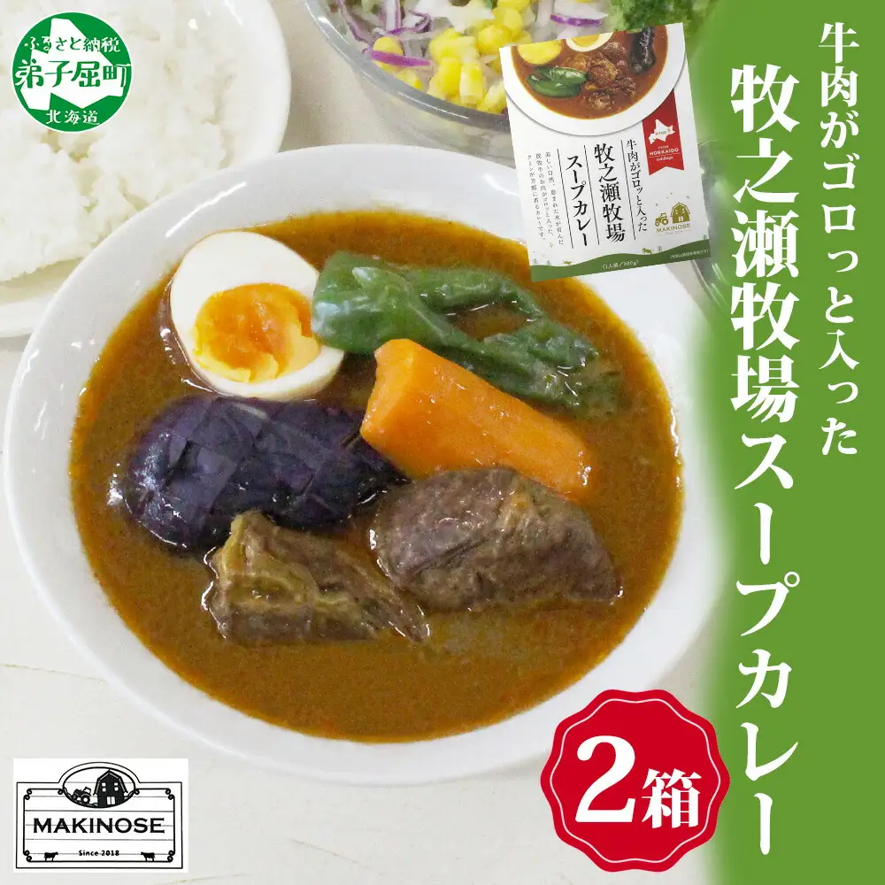 3021. ビーフ スープカレー 300g 2箱 カレー ビーフカレー スープ 牛 牛肉 放牧牛 牧場 レトルトカレー レトルト食品 レトルト 湯煎 レンジ 牧之瀬牧場 送料無料 北海道 弟子屈町