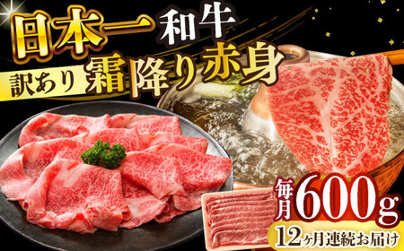 【12回定期便】【訳あり】A4-A5 長崎和牛 赤身霜降り しゃぶしゃぶ すき焼き用 600g(肩/モモ) [DBS120] 赤身