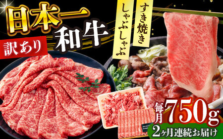 【2回定期便】訳あり！ 長崎和牛 しゃぶしゃぶ すき焼き 750g セット 長崎県 国産 牛肉 [DBS109]