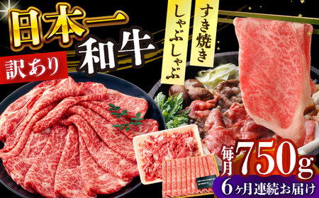 【6回定期便】【訳あり】A4-A5 長崎和牛 しゃぶしゃぶ すき焼き 750g  [DBS111]
