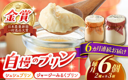 【6回定期便】シュシュプリンとジャージーみるくプリンセット 6個/月（計36個）/ プリン スイーツ ミルク ジャージ～牛乳 /  大村市 / おおむら夢ファームシュシュ [ACAA313]