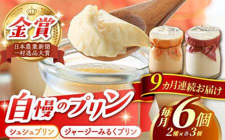 【9回定期便】シュシュプリンとジャージーみるくプリンセット 6個/月（計54個）/ プリン スイーツ ミルク ジャージ～牛乳 /  大村市 / おおむら夢ファームシュシュ [ACAA314]