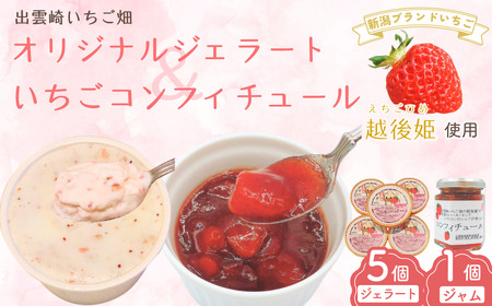 【越後姫 いちご】オリジナルジェラート（90ml 5個）コンフィチュール いちごジャム （100g 1個） | ジャム 新潟県 出雲崎町