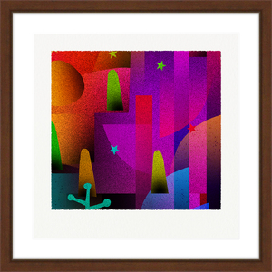 【絵画】 ピエゾグラフ 「塔と時」 額装サイズ 266mmx266mm 【 アート インテリア 現代版画 】