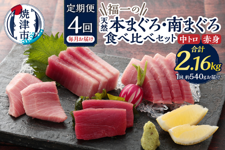 b100-071　天然本まぐろ 南まぐろ食べ比べセット 4回お届け【定期便】