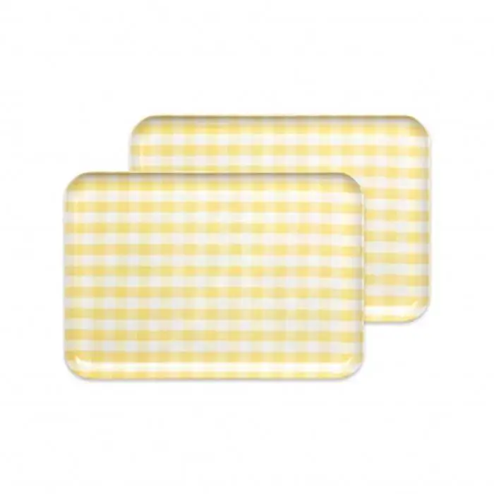 【イエロー2枚組】ST ランチョン トレー M 33cm ミルキー チェック タツクラフト 【Tk76】