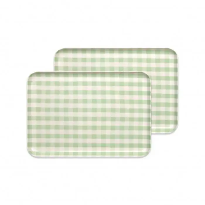 【グリーン2枚組】ST ランチョン トレー M 33cm ミルキー チェック タツクラフト 【Tk77】