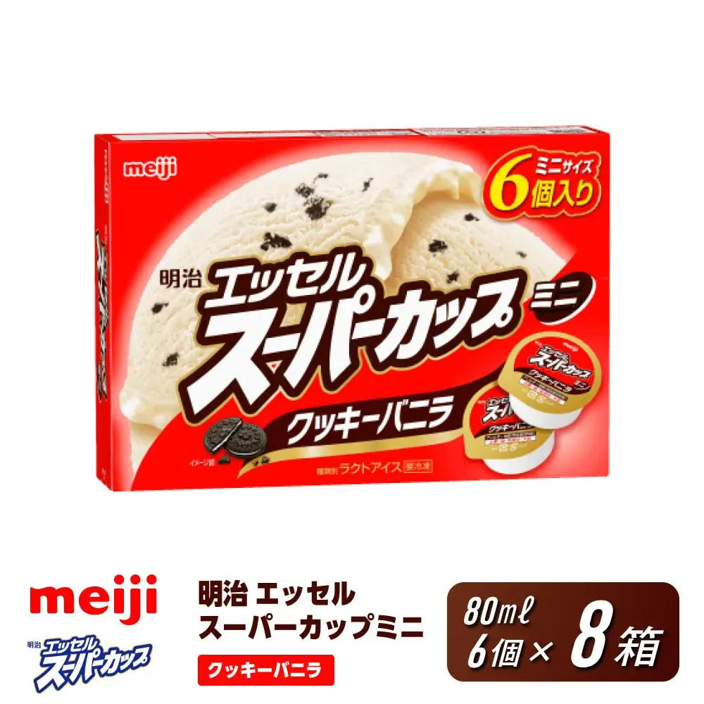 明治 エッセル スーパーカップミニ クッキーバニラ 80ml × 6個　８箱