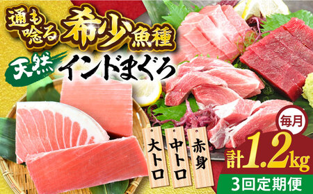 【全3回定期便】天然 まぐろ 大トロ・中トロ・赤身（約200ｇ×6柵）約1200ｇ 鮪 マグロ 魚 刺身 横須賀【横須賀商工会議所 おもてなしギフト事務局（本まぐろ直売所 横須賀本店）】 [AKAK083]