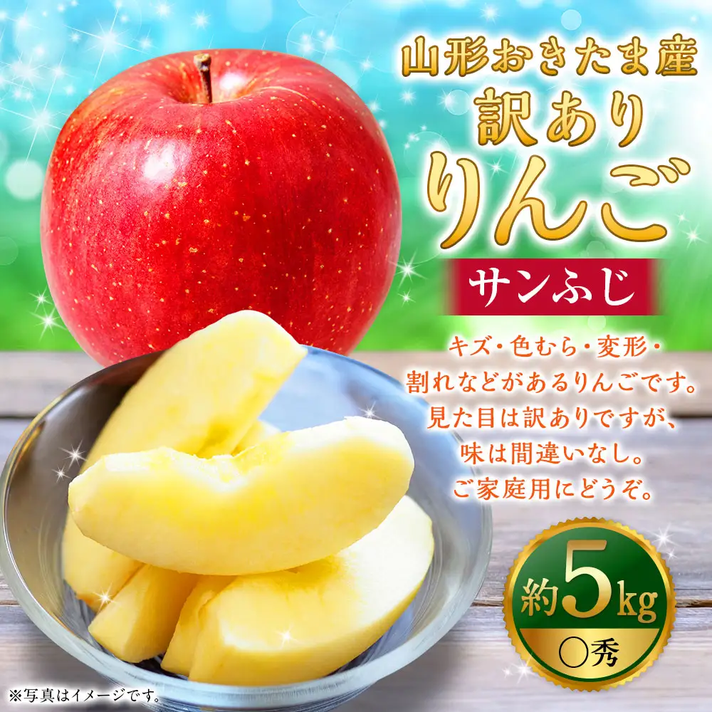 【訳あり】 山形おきたま産 りんご （サンふじ）（〇秀） 14玉～23玉（約5kg） リンゴ 林檎 果物 【2026年11月下旬～12月上旬発送予定】
