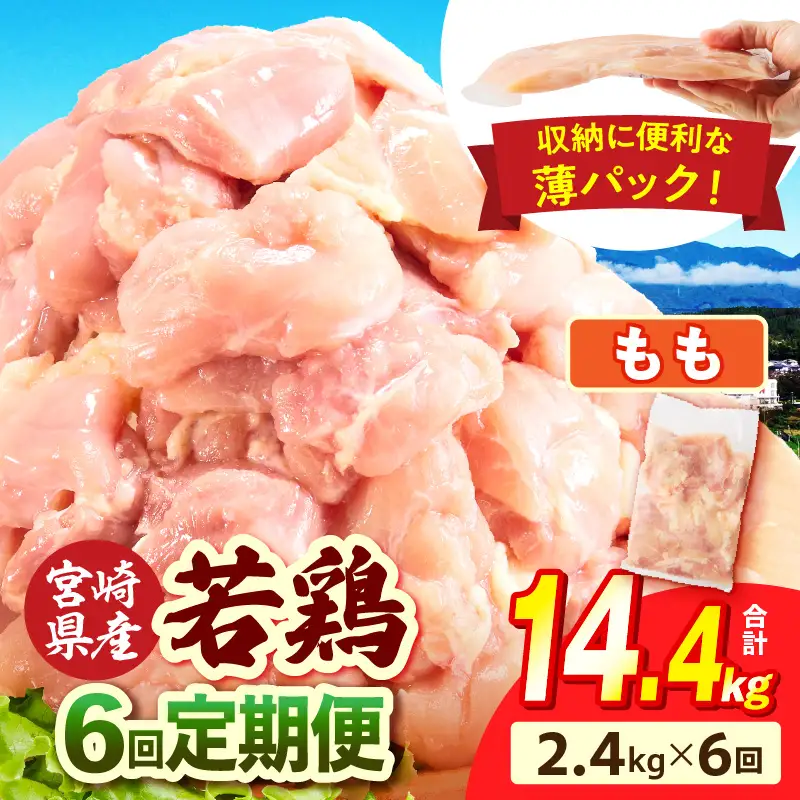 宮崎県産 若鶏切身もも肉 2.4kg（300g×8袋）【6か月定期便】_b0777_it_x2