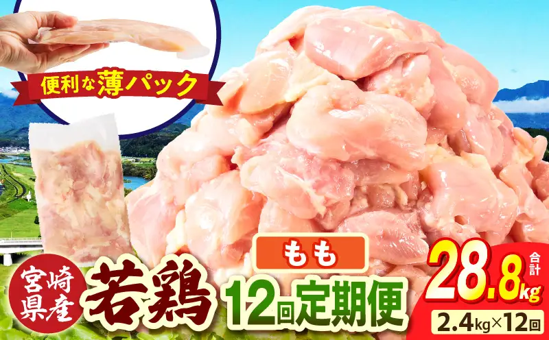 宮崎県産 若鶏切身もも肉 2.4kg（300g×8袋）【12か月定期便】_b0780_it_x2