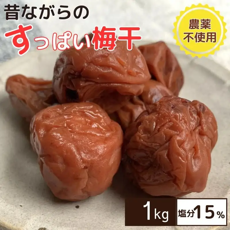 昔ながらのすっぱい梅干 1kg （500g×2） 塩分15％ / 梅干し 田辺市 紀州南高梅 南高梅 梅干 梅 うめ 肉厚 お米 おにぎり 焼酎 梅酒 健康 昔ながら 栽培期間中農薬不使用 和歌山 龍神 【mpt006】
