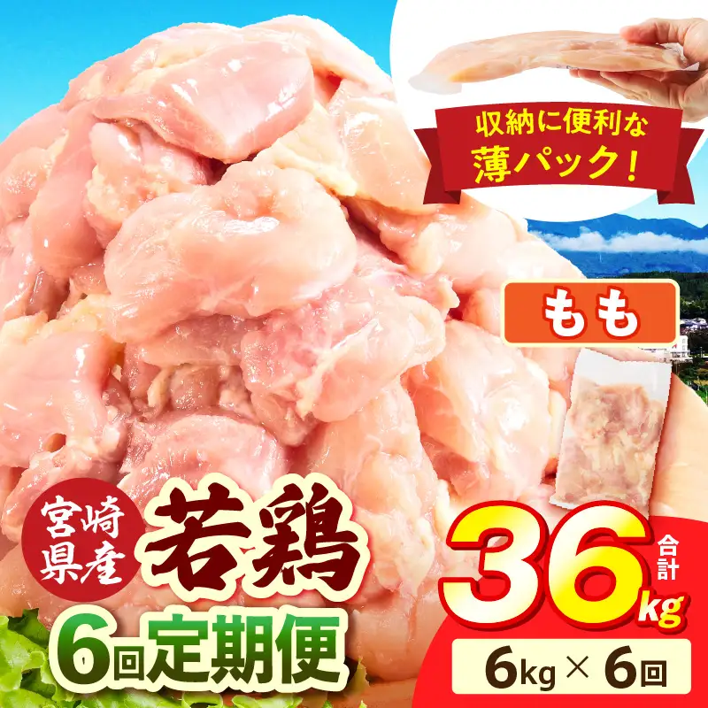 宮崎県産 若鶏切身もも肉 6kg（300g×20袋）【6か月定期便】_b0801_it_x2