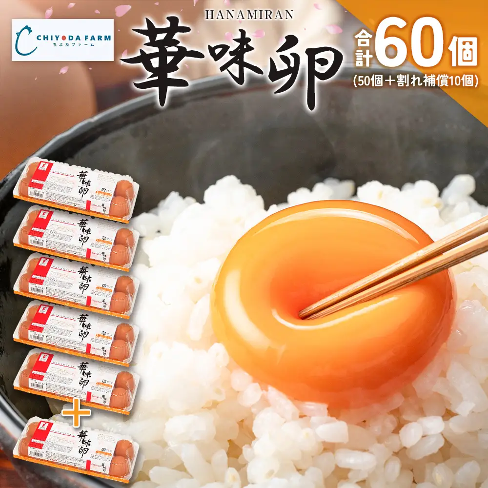 卵 ちよだファームのたまご 華味卵 はなみらん 60個（50個＋割れ補償10個）_FR109_001