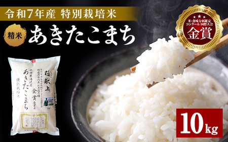 【令和7年産米】あきたこまち 10kg ( 5kg ×2 ) 精米 白米 農家直送 受賞歴多数 特別栽培米 自然由来の漢方栽培 【渡部 浩見】[C4-2101]