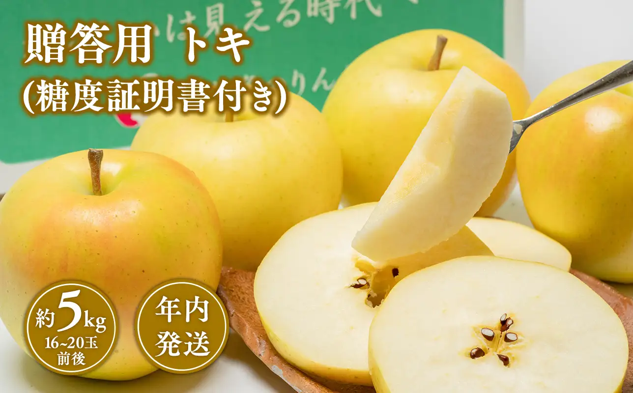 【レビューキャンペーン】【10~12月発送】 贈答用トキ約5kg（糖度証明書付き）【青森県 平川市 那由多のりんご園】【hi-0005-018】