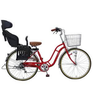 ヱビス自転車 子供乗せ自転車 24インチ ポニーテール246R シマノ製外装6段変速　電動なし（シマノ製ローラーブレーキ LEDオートライト）【本体レッド/子乗せチャコール】