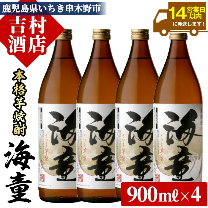 芋焼酎「海童」900ml×4 本25度 濵田酒造 人気 の 鹿児島 本格芋焼酎! 芳醇軽快【00-003-09】