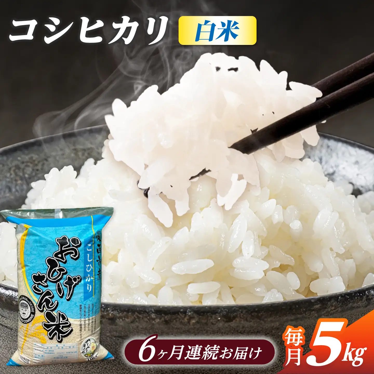 【6回定期便】コシヒカリ 白米 5kg×6か月 / 脇野コンバイン[AECP025]