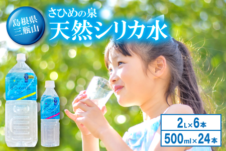 ナチュラルミネラルウォーター「さひめの泉」 ペットボトルセット（500ml×24本×1箱、2L×6本×1箱）【水 500ml 24本 2L 6本 ペットボトル シリカ水 シリカ ミネラルウォーター】
