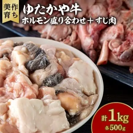 美作育ちの☆ゆたかや牛☆ホルモン盛り合わせ(500g) ・すじ肉(500g) 合計1kg_肉  牛肉 _【配送不可地域：離島】【1530933】