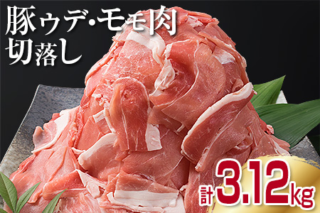 豚肉 豚ウデ 豚モモ 切り落とし セット 計3.12kg 国産 ポーク 食品 おかず 切落し スライス肉 万能食材 大容量 焼肉 生姜焼き カレー 肉じゃが 炒め物 お弁当 おつまみ 晩ご飯 うで もも 人気 冷凍 お土産 おすそ分け お取り寄せ 宮崎県 日南市 送料無料_C144-25