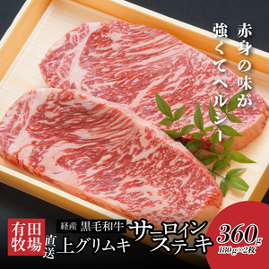 木城白木八重牧場育ちの黒毛和牛贅沢の極み芯柱グリムキサーロインステーキ360ｇ K20_0008_2