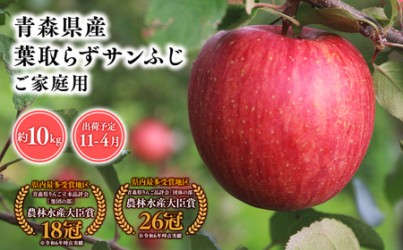 【レビューキャンペーン】2026年産１１月～４月発送　【訳あり】家庭用葉とらずサンふじ10ｋｇ　【そと川りんご園・１１月・１２月・１月・２月・３月・４月・青森県産・平川市・りんご・葉とらずサンふじ・10ｋｇ・訳あり・家庭用】りんご リンゴ 林檎 りんご 青森 平川市産 [hi-0053-055]