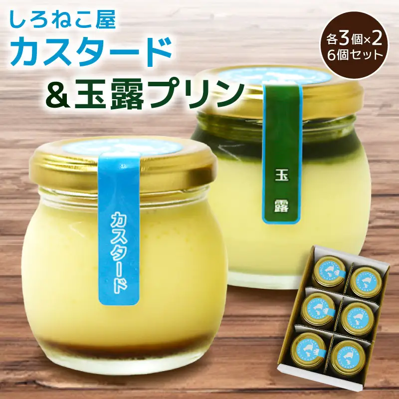 手作り カスタード 玉露プリン 各3個 計6個セット プリン