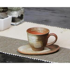 信楽焼 火色刷毛目コーヒーカップ＆ソーサー 陶器 おしゃれ