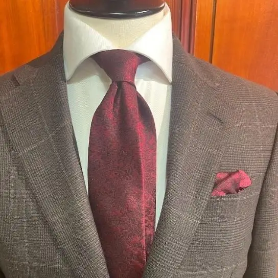 【美濃利】Makuakeで大好評！西陣織と京友禅が織りなす京都のネクタイ《ボルドー》