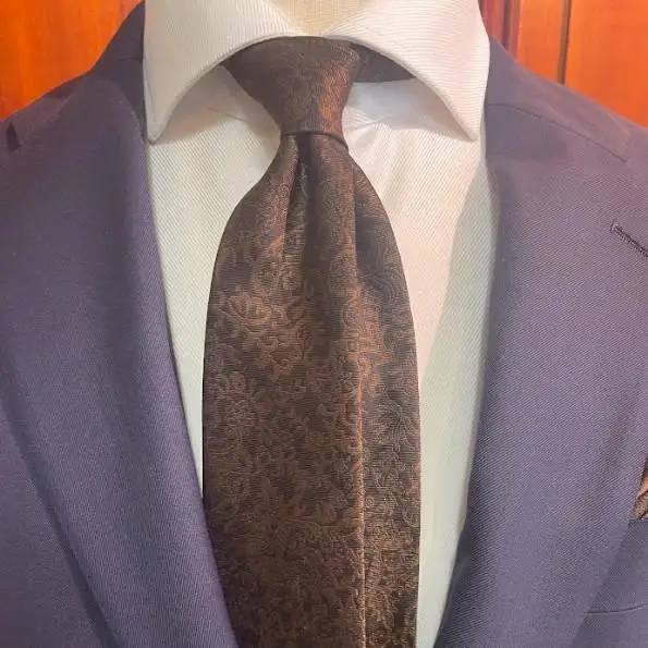 【美濃利】Makuakeで大好評！西陣織と京友禅が織りなす京都のネクタイ《ブラウン》