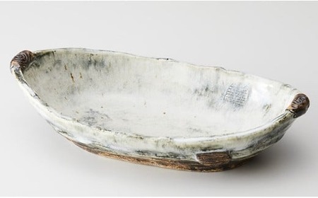 【 耳付楕円長鉢 ×1枚 】 陶芸工房 季仙窯 ［ 陶芸 手びねり 手づくり 鉢 皿 料理 作品 岩手 陸前高田 ］RT981