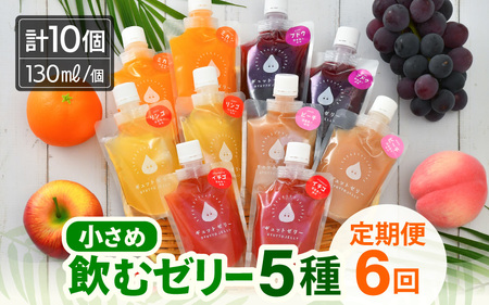 定期便 ≪6ヶ月連続お届け≫ 小さめ飲むゼリー 5種 10個入×6回  ゼリー 定期便  [m01-i001]