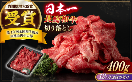 【全12回定期便】長崎和牛 切り落とし 約400g （カタ、モモ、バラ、ロース、スネのいずれか）[RCI040] 長崎和牛 切り落とし 定期便 長崎和牛 切り落とし 定期便九州 長崎