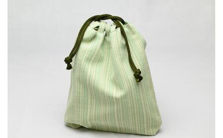 真岡木綿「巾着袋　大」（緑系）| 栃木県 伝統工芸品 織物 袋 手作り 贈答 贈り物 ギフト 小物 雑貨　