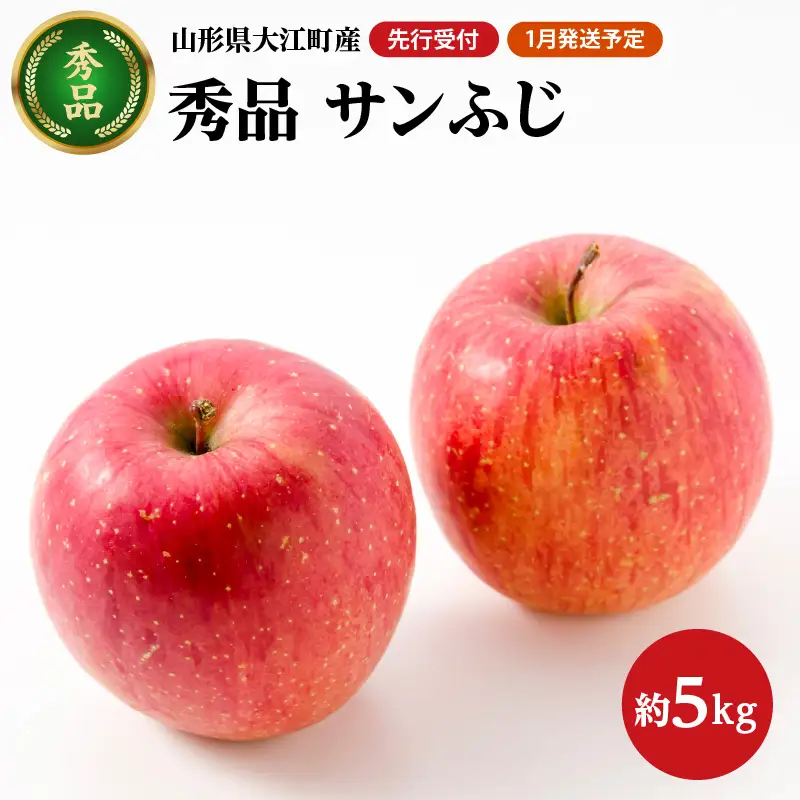《先行受付》【2027年1月発送予定】 サンふじ約5kg・秀品【大江町産・山形りんご・大地農産】 028-026