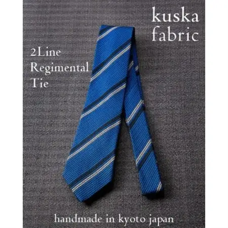 【手織りネクタイ】丹後ブルー 2ラインタイ kuskafabric 京都・丹後のシルク織物_装飾品・工芸品 ネクタイ・ベルト 服飾小物 _【1540615】