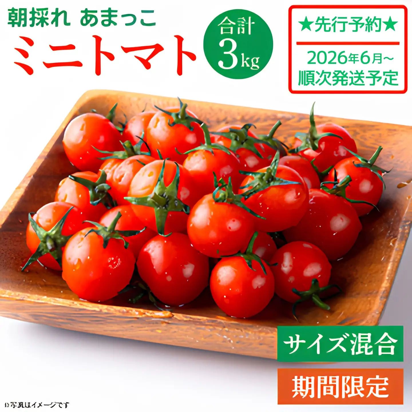 【先行予約★2026年6月～順次発送！】【人気商品】朝採れ あまっこ ミニトマト ３kg 【やさい 野菜 トマト 甘い プチトマト 新鮮 フレッシュ 産地 直送 10000円以下 茨城県 鹿嶋市 】（KAM-31）
