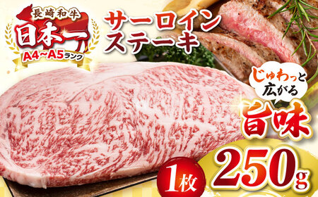 【A4～A5ランク】長崎和牛 サーロインステーキ 250g（250g×1枚）《壱岐市》【株式会社MEAT PLUS】 肉 牛肉 黒毛和牛 ステーキ ご褒美 ギフト 贈答用 ご褒美 冷凍配送 A4 A5 [JGH023]